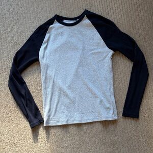 Uniqlo Slub Cotton Raglant T-Shirt,Heathered Grey/True Navy, M
